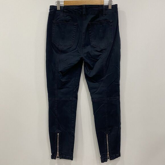 A.L.C 8 Washed Black Quintin Stretch Cotton Front Zip Slim Pants Moto Minimalist - Picture 4 of 16